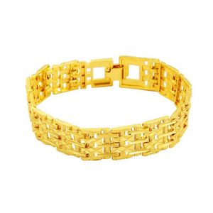 Chain Men039S Wide Watch Buckle 24K Gold Plate Link Armband JSGB134 Fashion Gift Men Yellow Plated Armband1324592 Drop Delivery Jew Dhrhd