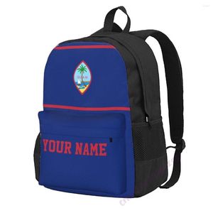Backpack Custom Name Guam Flag Polyester For Men Women Travel Bag Casual Students Hiking Camping
