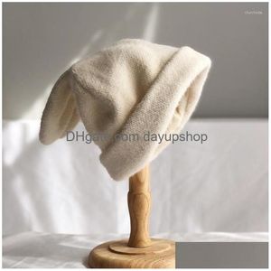 Beanie/Skull Caps Beanies Beanie/Skl Dra Ears Fur Bonnet Hat for Women秋冬の編みウール帽子日本の韓国の温かいベートドロップDhmai