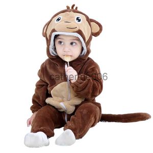 Özel Durumlar Purim Cadılar Bayramı Kostümleri Erkek Kız Kızlar Karikatür Hayvan Maymun Kostüm Onesie Kigurumi Bebek Toddler Romper Tulum Flanel X1004