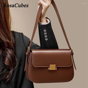 Evening Bags 2023 Fashion Split Style Leather Shoulder Bag Minimalist Design Tofu Women's Luxury Lady Crossbody Girl Handbag