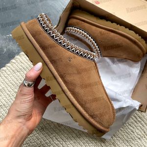 Pantofole Tasman Tazz seme di senape Ciabatte in pelliccia di castagno Pelle di pecora Classica Ultra Mini Stivali con plateau Inverno Donna Uomo Scarpe slip-on Tomaia in pelle scamosciata Ventaglio di lana