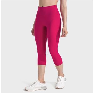 LU-65 Justera Capris Yoga Leggings Gymkläder Kvinnor Sport Underkläder Hög Elastisk träning Fitness Pants Tights207V