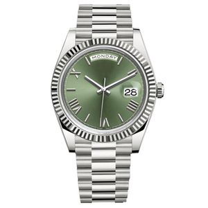 sichu1 - Top Mens Watches 40MM Green Rome Number Face Big Date Automatic Mechanics Watch Men Sapphire Glass Stainless Steel Wristw221b