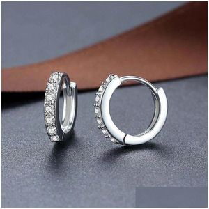 Висячая люстра Sier Pave, белый камень Cz, толстые серьги-кольца для женщин, минималистичные мини-хрящевые массивные серьги-кольца, подарок, падение Deli Dho7Z