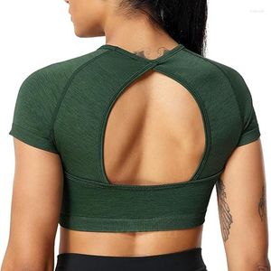 Camicie attive Amplifica T-shirt senza cuciture Donna Allenamento Scrunch BuLifting Yoga Crop Top Vita alta Fitness Biker Running GYM Abbigliamento