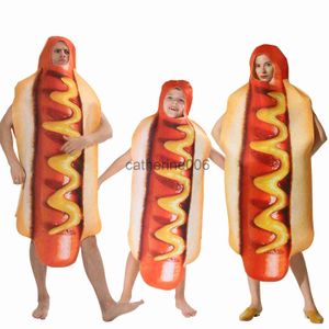 Occasioni speciali Bambini adulti Divertente Stampa 3D Cibo Salsiccia Costumi Hot Dog Halloween Uomo Donna Famiglia Costume intero da pizza Costume da carnevale x1004