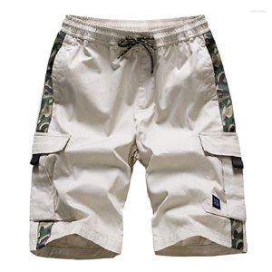 Men's Shorts Plus Size M-7XL 8XL Summer Cargo Short Men Outdoor Casual Elastic Waist Knee Length Patchwork Color Mens Many Pockets