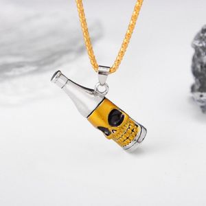 Anhänger Halsketten Vintage Skeleton Wein Flasche Charme männer Halskette Mode Hip Hop Punk Zubehör Schmuck Geschenk Dropship