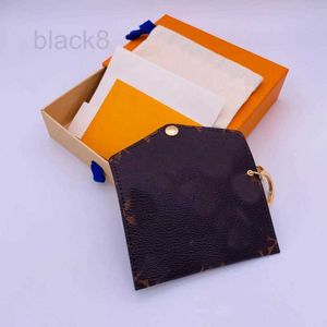 Designer Brown Card Bag keychain L letter Print Wallet Shape leather keychains car fashion key ring lanyard cute key wallet chain rope Accessories TROA