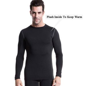Erkek Termal İç Çamaşır Velvet Kış Erkekler Toplar Kalın 2021 Sıcak Sıkıştırma Uzun Kollu Tişörtler MAN275G için Sıkı Gömlek