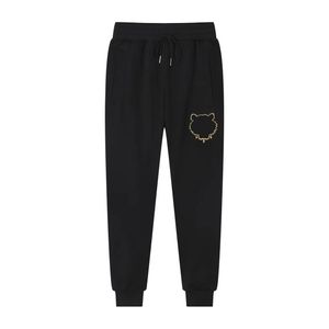 Autumn and Winter Kenzos2023 Tiger Head Embrodery Drawstring Pants Cotton Terry Letters Tryckt kvinnliga svettbyxor Male Par Sweatpants Tide