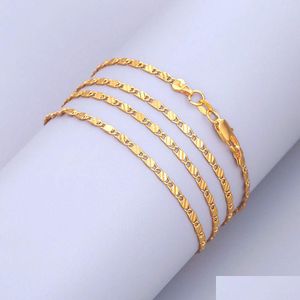 Chains 10Pcs Lose Money Promotion 2Mm Flat Gold/Sier Necklace Beautif Jewelry For Women Water Wave Block Figaro 16-30Inch Drop Deliver Dhiru