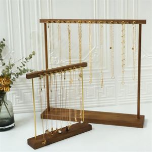 Jewelry Pouches Bags Organizer Necklace Display Stand Wood Holder For Store Jewellery Packaging Shelf Hanging Case206Y