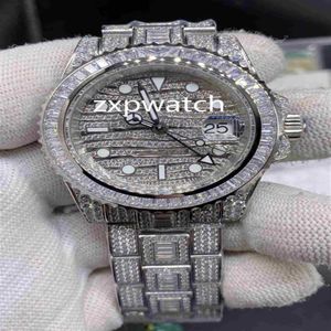 Мужские часы высшего качества ETA2836 Iced Out Diamond Watch 40 мм, корпус из нержавеющей стали 904, корпус из нержавеющей стали с ромбовидным циферблатом, часы Auto298Y