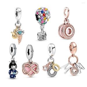 Loose Gemstones Real 925 Sterling Silver Charm Heart Pendant Balloon UP Bead Fit Original Bracelet For Women Diy Jewelry Gift