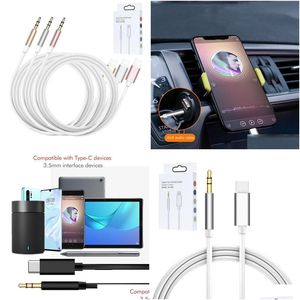 Ljudkablar Anslutningar Type-C USB S Man till 3,5 mm Jack Earphone Car Stereo Aux O Cord Adapter för Moblie Phone med Retial Box Dr Dhlwn