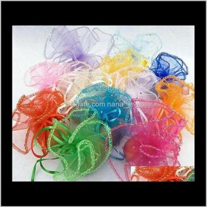 Puches Packaging Display Drop Delivery 2021 Ship 100pcs 26cm diameter Organza Round Plain Jewelry Wedding Party Candy Presentväskor U294F