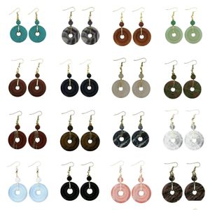 Dangle Chandelier Cura Brincos De Cristal Para Mulheres Meninas 1.2 Polegada Gemstone Donut Lucky Coin Pingente Com Fio De Cobre Enrolado Orelha Judeu Dhuzn