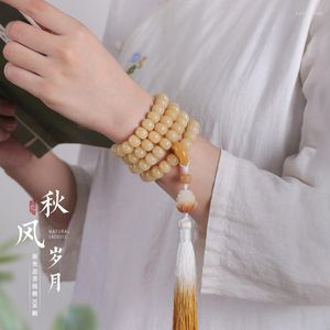 Strand Natural White Bodhi Root Bracelet 108 Buddhist Beads Original Necklace Hanging To Stabilize Emotions Resist Fatigue