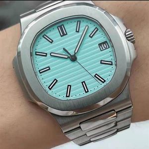 40mm automatische mechanische Herrenuhren, silbernes Armband, Saphiruhr, rostfreie, wasserdichte Armbanduhr, schönes Geschenk für Freund, Vater266P