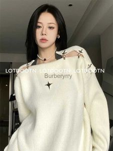 Suéteres femininos LOTDOOTN Y2K Mulheres Coreano Vintage Oversized High Street Sweater Estética Manga Longa Suéteres Ombros Nus Grunge PulloversL231004