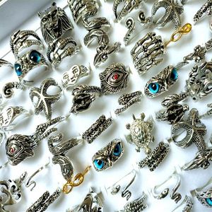 Whole 50PCS Top alloy Mix fashion punk Rings Women's Men's Exquisite Finger Ring Jewelry Lot260r