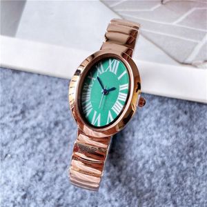 Orologi di marca di moda Donna Lady Girl Ovale Numeri arabi Stile Acciaio Cinturino in metallo Bellissimo orologio da polso C62243e