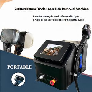 Best Effect portable 808 diode laser permanent hair removal virtual painless depilator device with triple wavelength 755nm 808nm 1064nm