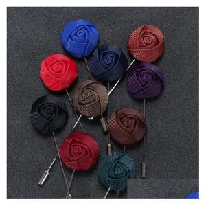 Stift broscher blommor brosch lapel pin modedesigner handgjorda män solid rose för kostymer tillbehör 15 färg släpp leverans smycken dhuzt