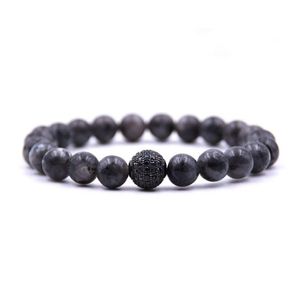 Frisado Strands Jóias 8mm Gemstone Rodada Pulseira Conjunto Natural Pedra Micro Zircão Cura Cristal Elástico Para Homens E Meninas Str Dhgarden Dhzzq