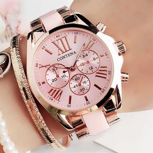 Ladies Fashion Pink Wrist Watch Women Watches Luxury Top Brand Quartz Watch M Style Female Clock Relogio Feminino Montre Femme 210310W