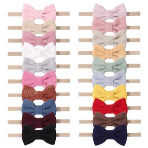 Solid Color Kids Bows Headband for Baby Girl Cute Handmade Knitted Bowknot Children Hair Ties Headwear Hair Accessory