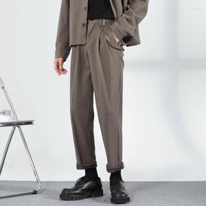 Herrenhosen Herbst und Winter Wollgürteldekoration Lässige Slim-Fit-Premium-Hose Tägliche Kecks Fashion Stride Britches