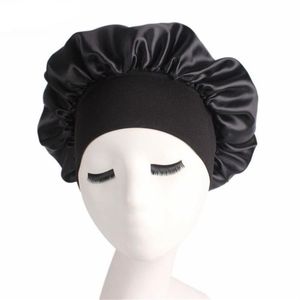 1pc feminino faixa larga cetim seda gorro confortável noite sono boné chapéu senhoras seda macia longo cuidados com o cabelo gorro headwrap189c