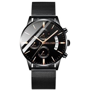 Relógios de pulso moda masculina relógios de quartzo 2021 designer de luxo homens top marca famosa aço impermeável homem relógio esporte malha bla234g