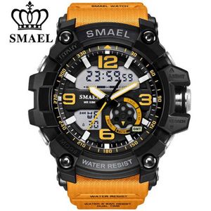 Smael Men Military Watch 50m vattentät armbandsur LED Quartz Clock Man Relogios Masculino 1617 Digital Sports Watches Men's300L