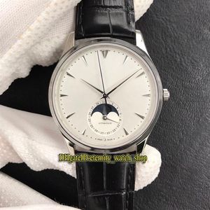 ZF Top Edition Master Ultra Thin Moon 1368420 White Dial Cal 925 1 Automatic Mens Watch Correct Moon Phase Steel Case Leather-Stra218S