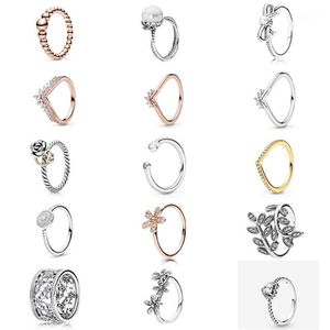 Kakany 100% 925 Sterling Silver Daisy Ring Rose Gold Princess Westbourne Pierścień Oryginalny moda prezent na prezent świąteczny biżuteria1312k