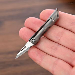 Keychains 1pc Mini Bambu Joint Titanium Kniv Key Kedja Ring Portable Foldning Unpacking Express Keychain Bag Pendant Outdoor Tools