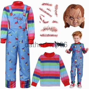 Speciella tillfällen film Childs Play Chucky Cosplay Costume långa ärmar toppar byxor maskera full set halloween carnival fest kostymer för barn x1004