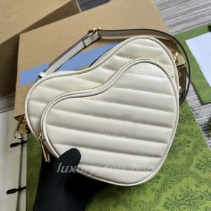 Fashion Bags Heart-shaped double bag Leather ox Horse loose leather cross body bag Gold hardware Zipper letter interlock handbag shoulder crossbody bag