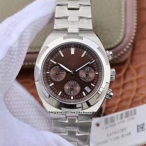 4 стиля 8F Overseas Chronograph ETA7750 Cal 5200 Автоматические мужские часы 5500V 110A-B147 Браслет из нержавеющей стали с коричневым циферблатом Gen209Z