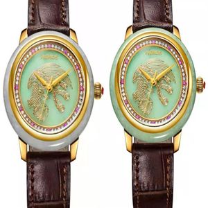 2021 new Hetian jade jasper color watch female luminous niche waterproof leather301Z