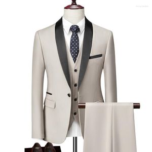 Men's Suits Lapel Collar 3 Piece Suit Set Coat Vest Trousers / Business Groomsmen Groom Wedding Dress Blazer Jacket Pants Waistcoat