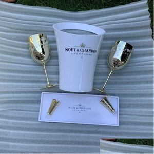 Portaspazzolino Tazza di champagne Cocktail Armadietto del vino in plastica Calice galvanico Secchiello per il ghiaccio in acrilico bianco Set di bevande per feste a casa Dhf3K