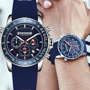 腕時計オックスティンマン腕時計クロノグラフスポーツメンズウォッチミリタリーアーミートップブルーラバーバンドクラシック男性時計ギフト6125263T