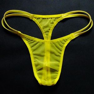 Calças masculinas sexy tanga t ultra-fino malha transparente cintura baixa cinto fino elástico apertado perspectiva underwe254p