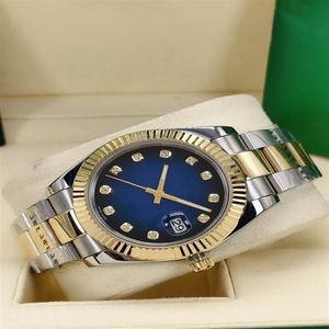 Automatiska mekaniska män klockor 41 mm röda ansiktet diamant datejust rostfritt stål rem 2813 rörelse klock dagdate män armbandsur 234b