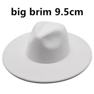 Enkel brittisk stil vinter ull flet solid klassisk fedoras cap män kvinnor panama jazz hatt 9 5 cm bred grim stor fedora2586